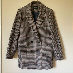 Frank & Oak double breasted houndstooth wool blazer